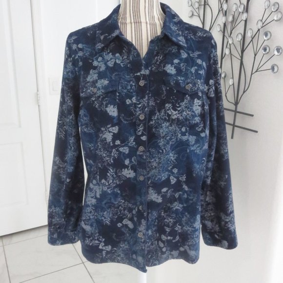 Christopher & Banks Tops - Christopher Banks Corduroy Button Down Shirt Navy